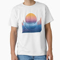 Retro Futuristic Sunset Mountains | Vaporwave Synthwave Aesthetic Landscape Art by DrawHandArt