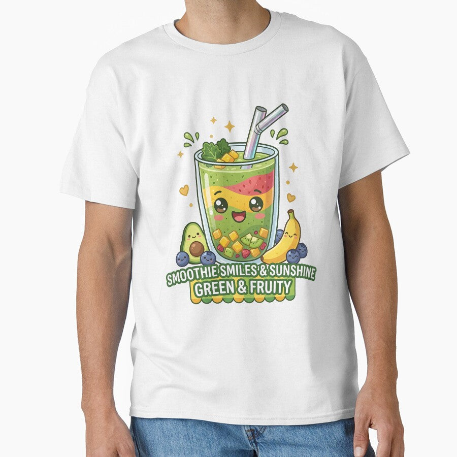 Kawaii Green Smoothie Smiles - Healthy Fruit and Sunshine Mascot Art by WalterAdd
