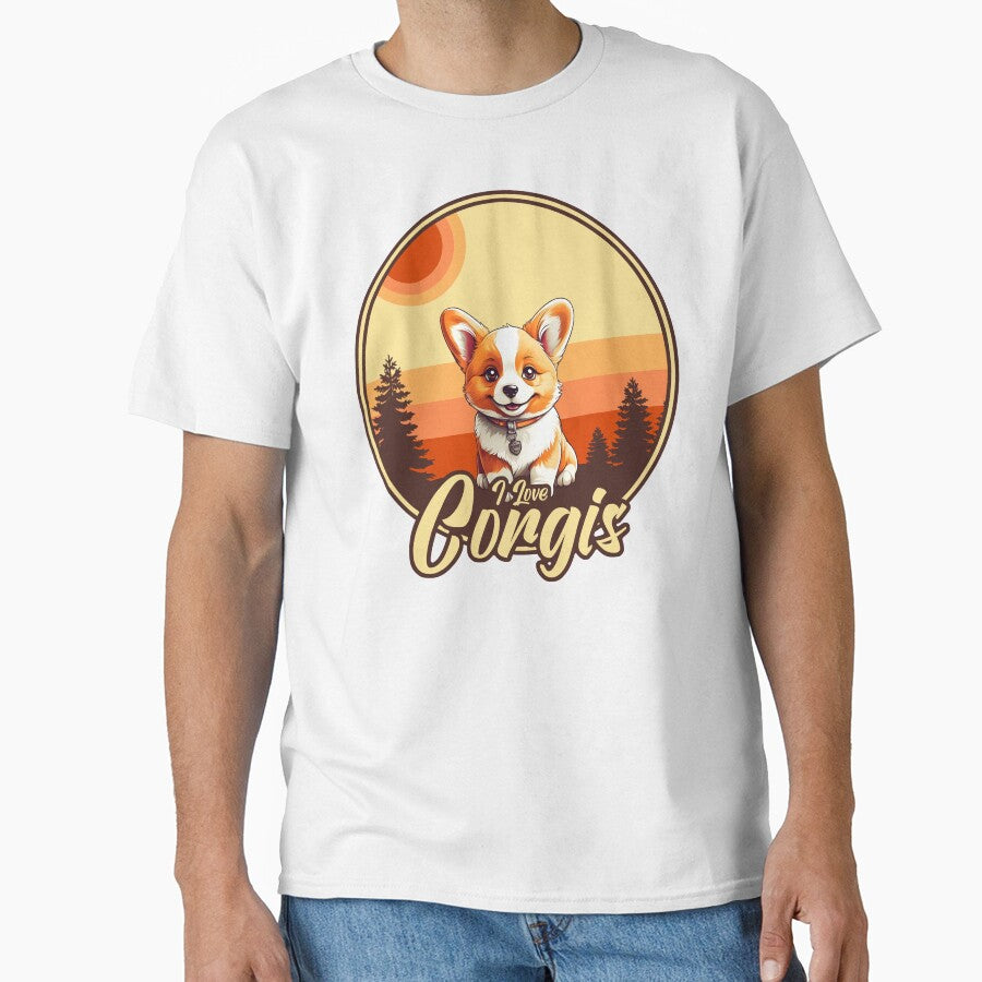 I Love Corgis - Vintage Sunset Design - Corgi Lover by brindled