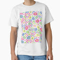 pastel 60s retro flower power, pastel pink, pastel blu, yellow, green, 60s groovy pattern, hippie flowers by blomastudios