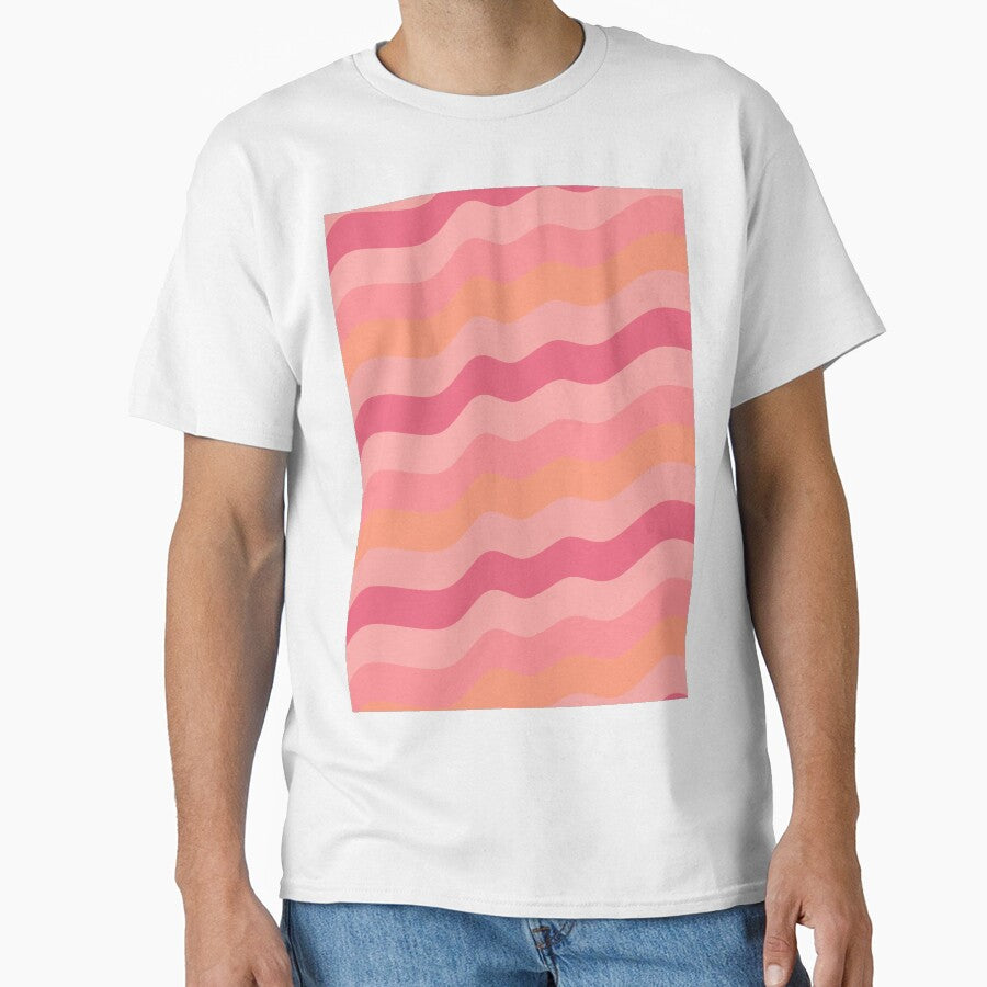 Retro Sunset Wavy Groovy Pattern – Pink and Peach Abstract Aesthetic by Aesthetic Crew