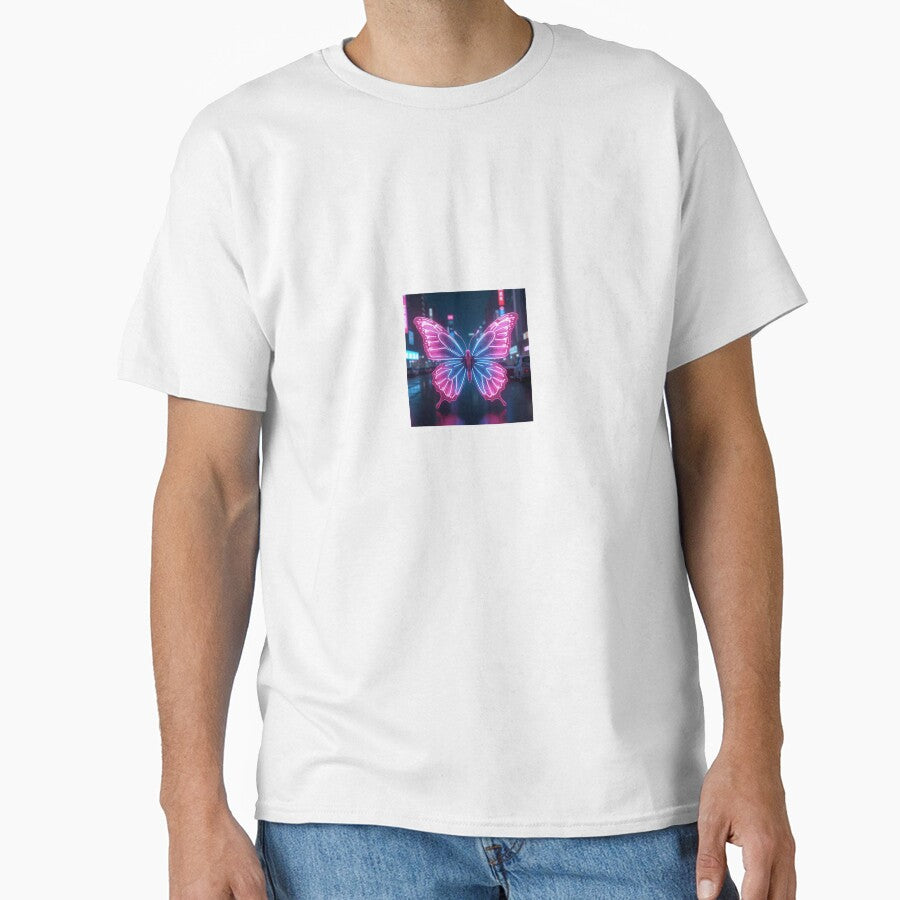 Cyber Glitch Butterfly – Neon Y2K Chrome Aesthetic Design by Srahul