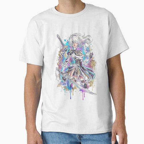 2B NieR Vaporwave Retro Wave Pink Blue Gradient Portrait by Senpaiwaves