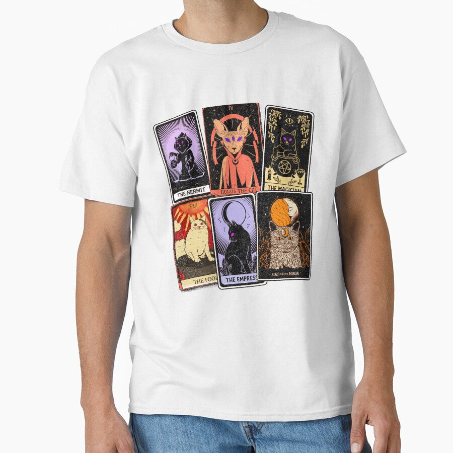 Cat Tarot Cards T-Shirt, Halloween Cats Card Deck, Unisex Tee by Holiday-Art