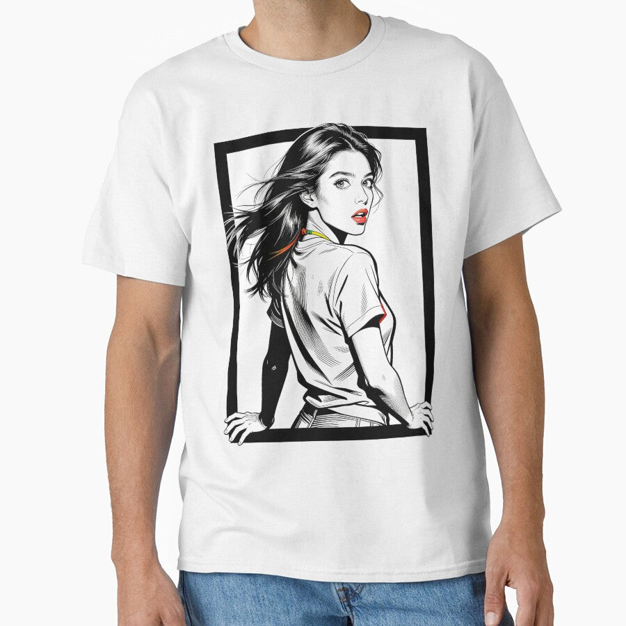 Inverted Glance Unframed - B&W Girl Portrait by Azerof