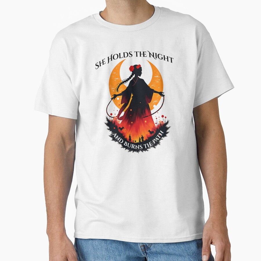 AND BURNS THE PATH – Slavic Woman Among Flame and Moonlight by Fragy72
