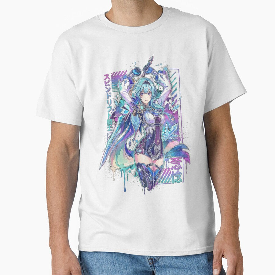 Genshin Impact Eula Vaporwave Aesthetic Neon Synthwave Design by Senpaiwaves