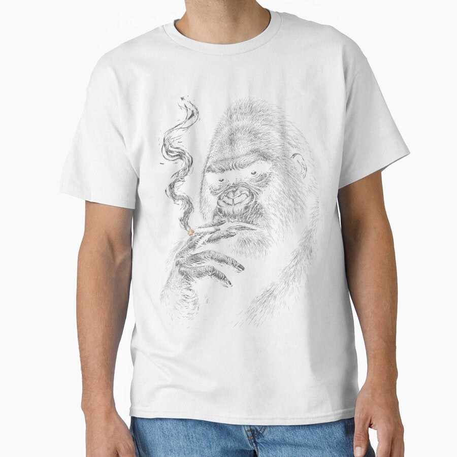 Gorilla Smoking Cigar Minimalist Design Monochromatic by BeaverFriends