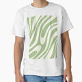 Wavy Loops Retro Abstract Pattern in Light Sage Green and Cream by kierkegaard