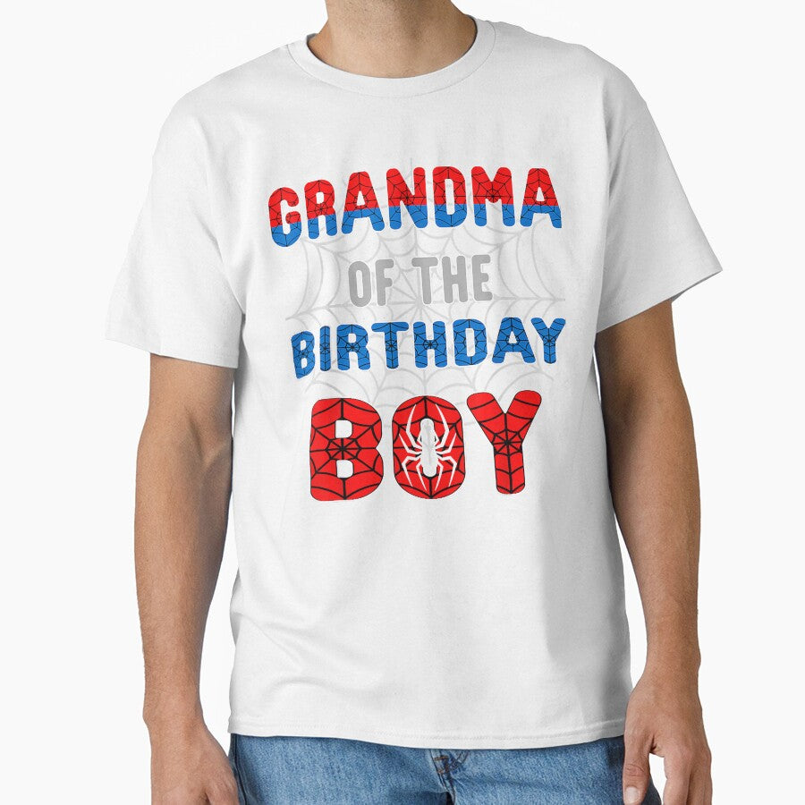 Spider Web Birthday Party Grandma Of The Birthday Boy T Shir by bonbin25
