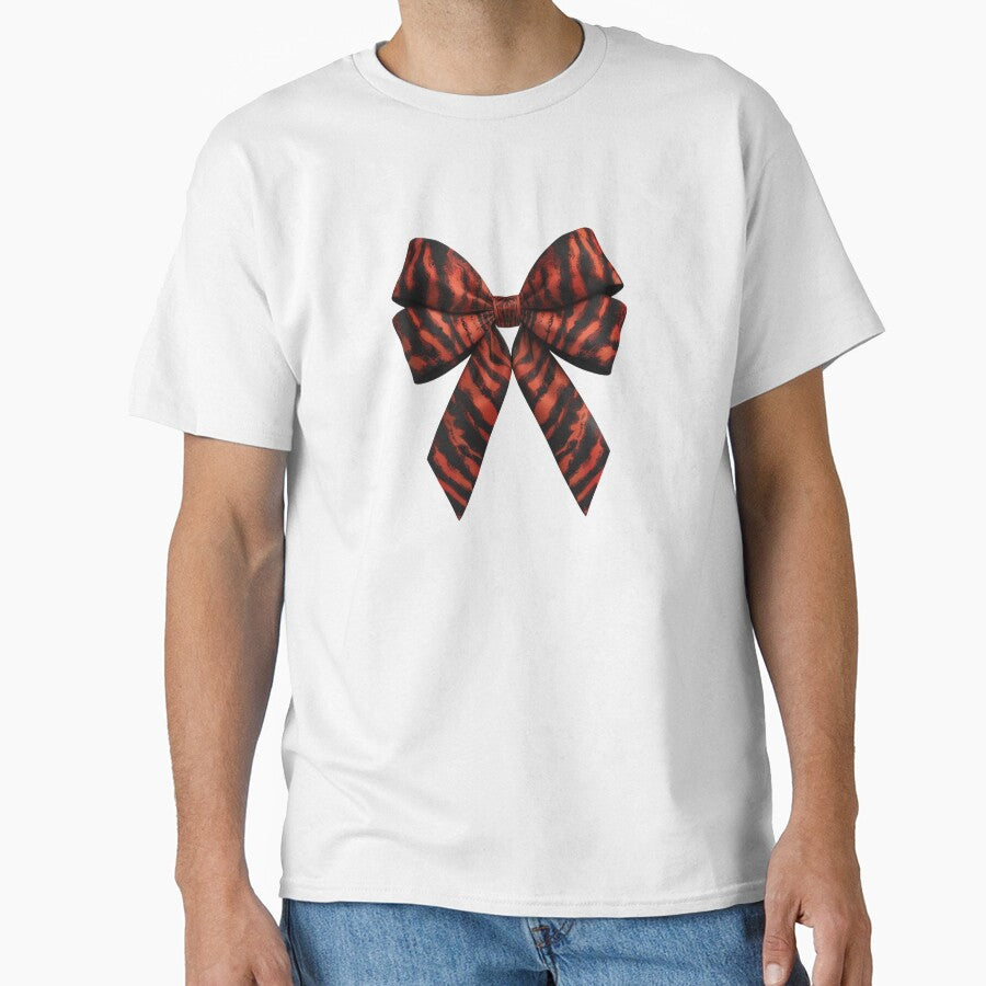Aesthetic Cute Red Tiger Print Bow by DigitalLegends1
