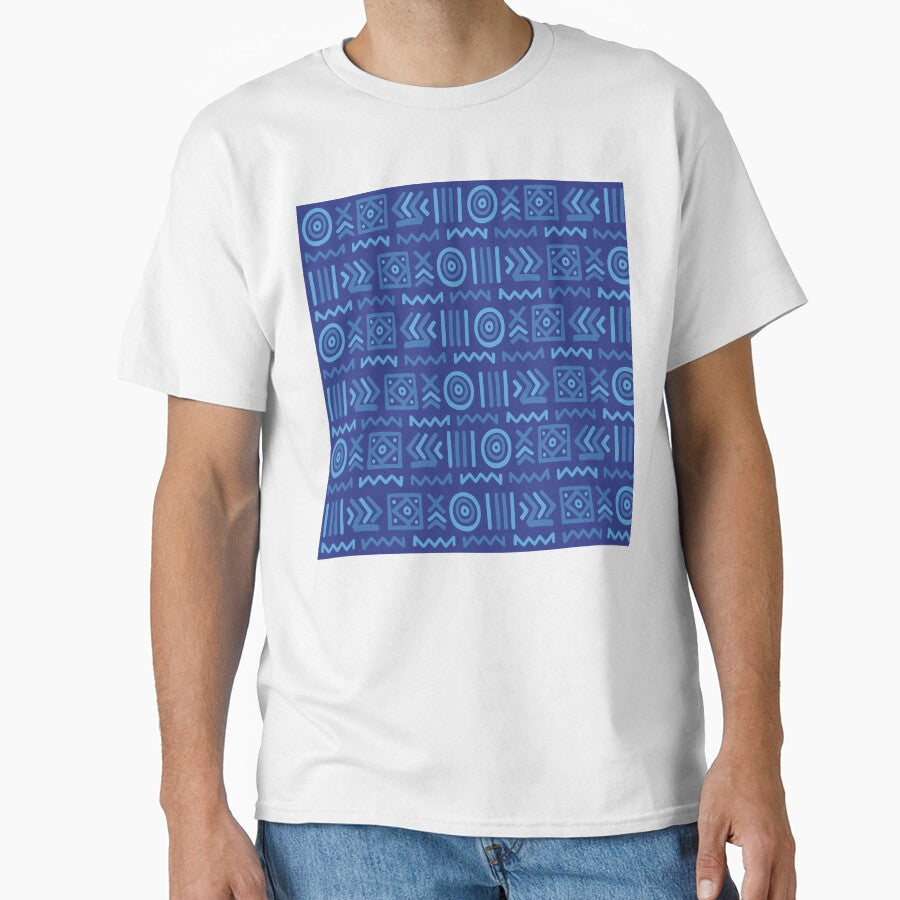 Authentic Blue Bogolan Pattern - Tribal Art from Mali by Wolagno