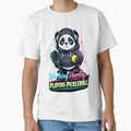 Working Hardly Playing Pickleball Panda Neon Lo-fi Art by Xemora