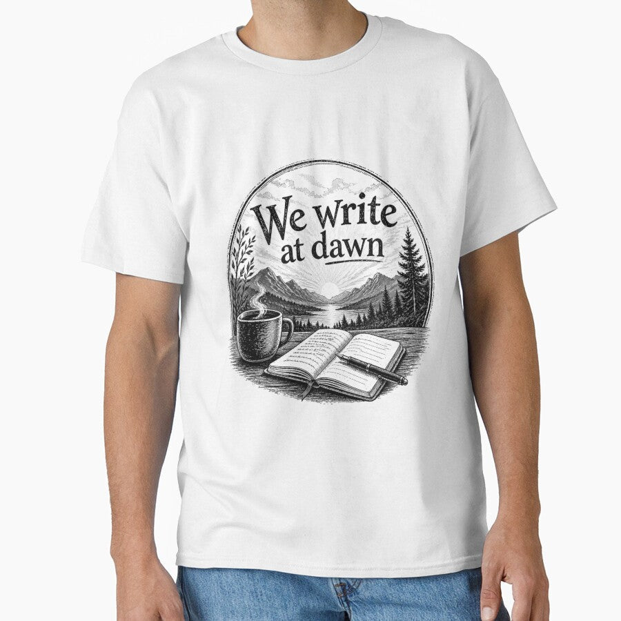 We Write at Dawn - Hills BW by WaywardWillowCo
