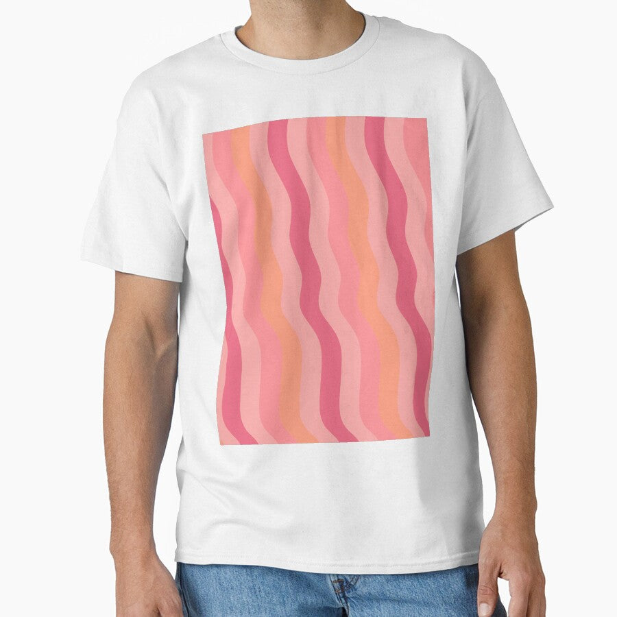 Groovy Vertical Waves – Retro Pink Peach and Coral Sunset Pattern by Aesthetic Crew