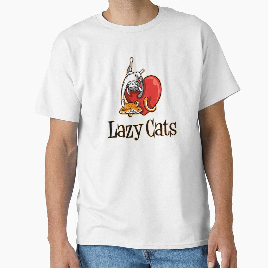 Lazy Cats Playing and Lying On the Love Shape Cat Retro White and Orange Cat by activlifewear