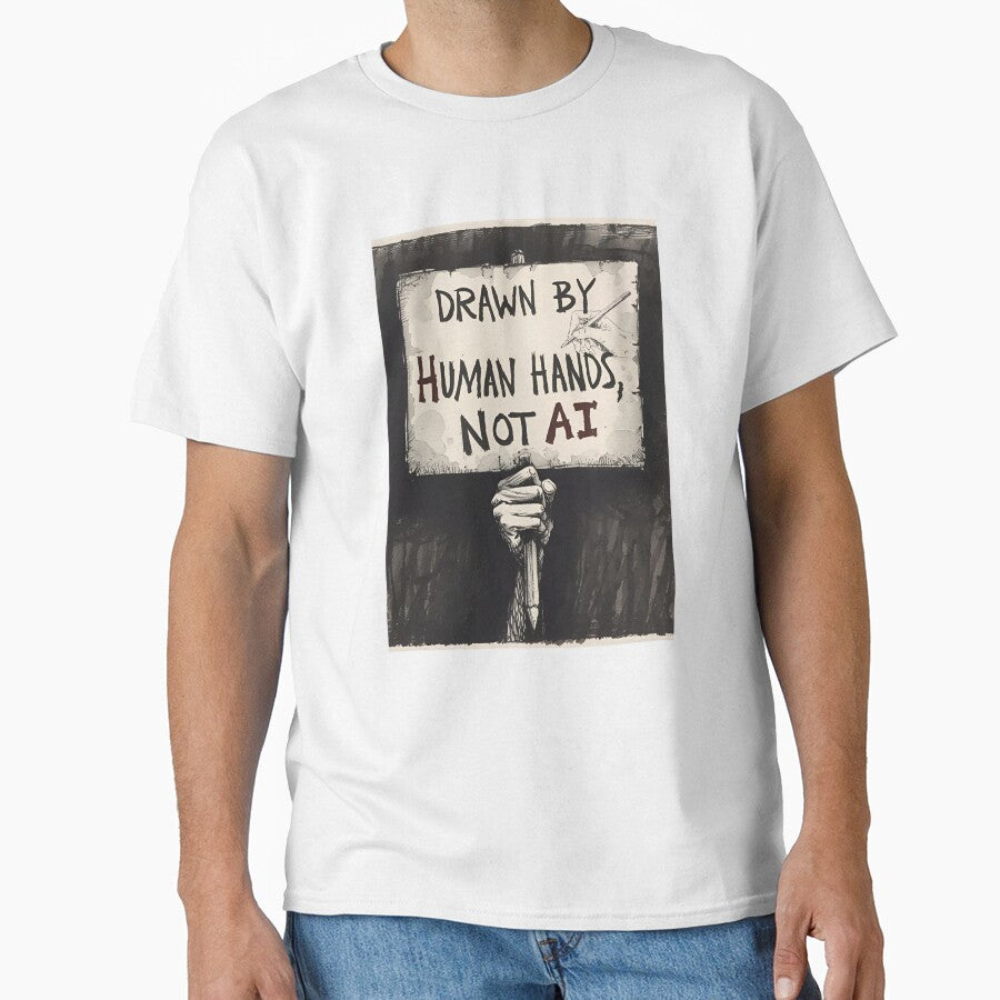 Drawn by Human Hands, Not AI – Artist Protest Pencil Design by ByPrintedThought