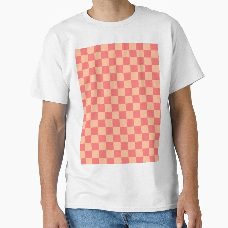 Peach Pink Apricot Blush Checkered Check Checkerboard Pattern by kierkegaard