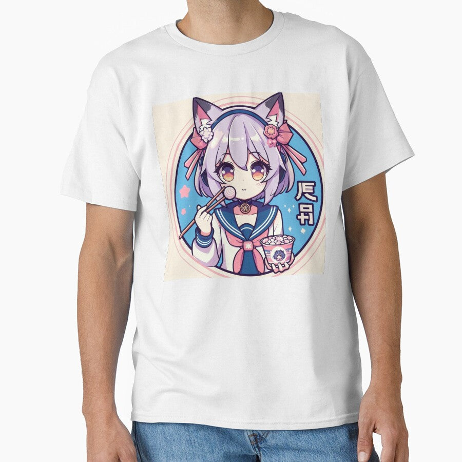Kawaii Anime Cat Girl Vector Art - Cute and Minimalist Design for Anime Fans by emanuele6698