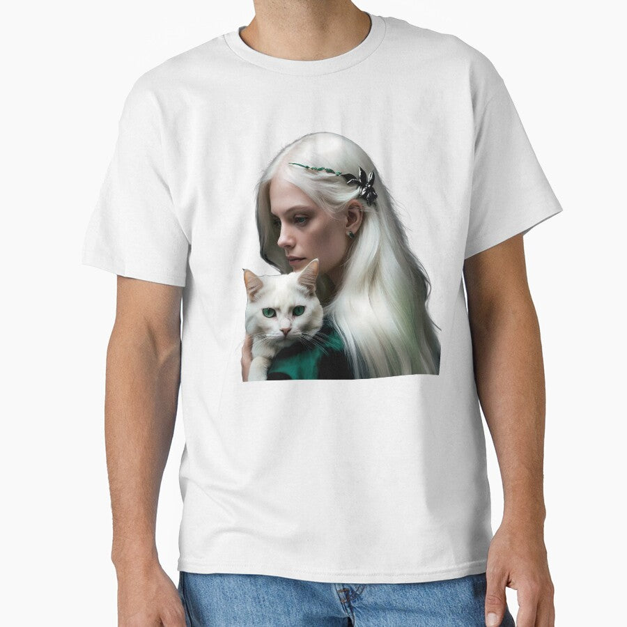 The Watcher – Pale Girl and Her White Cat by Pickmash