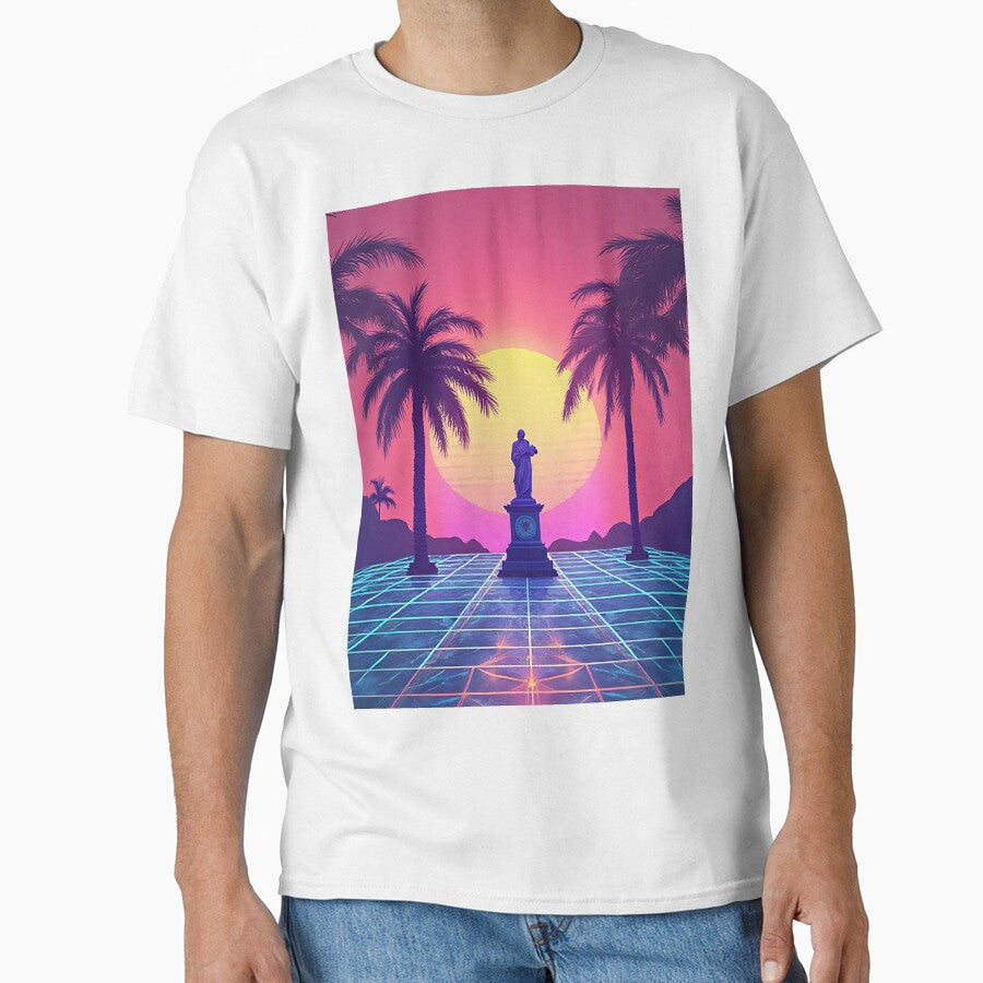 AESTHETIC Vaporwave Print - Pink & Purple Sunset with Classic 80s Icons by WelSol