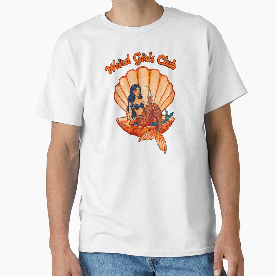 Weird Girls Club Mermaid Seashell Vintage Humor by TeeARTHY