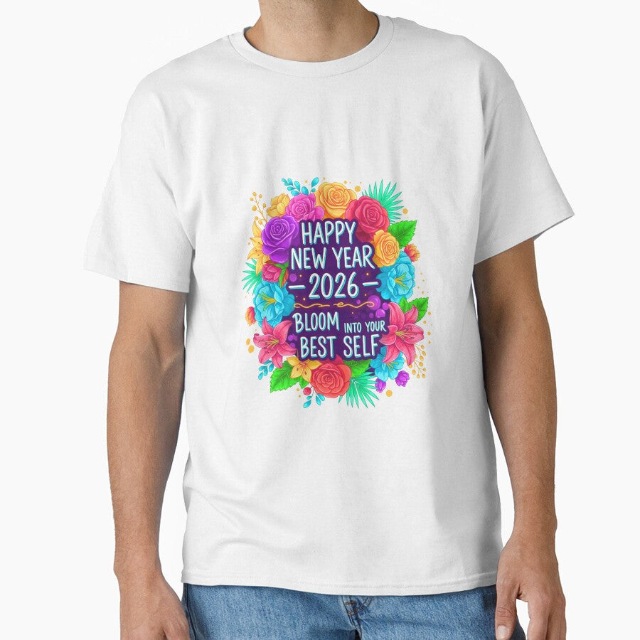 Happy New Year 2026 Bloom Into Your Best Self Floral Art by lojadpop