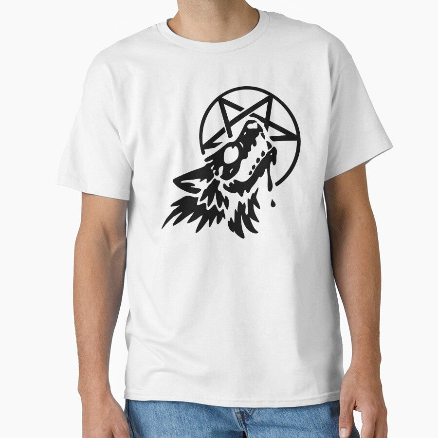 Howling Zombie Wolf with Pentagram Moon – Occult Gothic by Ola-urb
