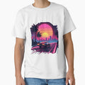 Retro 80s Synthwave T-Shirt – Neon Sunset & Futuristic Car Design by Madustoks