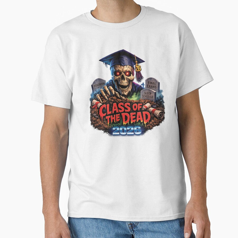 Class of the Dead 2026 Horror Graduation Shirt – Retro 80s Zombie Graduate Design by 486DesignCo