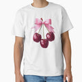 Coquette Aesthetic: Hanging Cherries From Pink Bow by Myra365Art