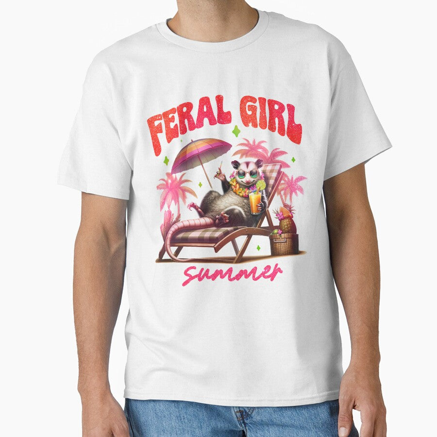 Feral Girl Summer with Opossum by OmoYolo