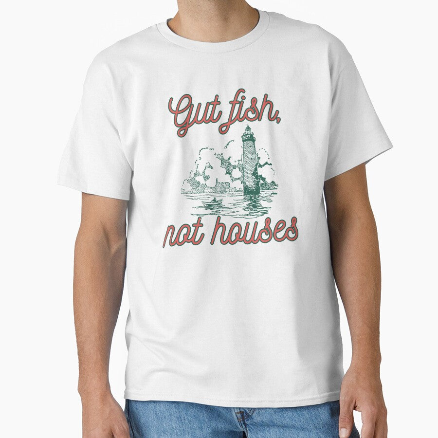 Cream Green Vintage Coastal Breeze Gut Fish, Not Houses Coastal Conservation by faridman