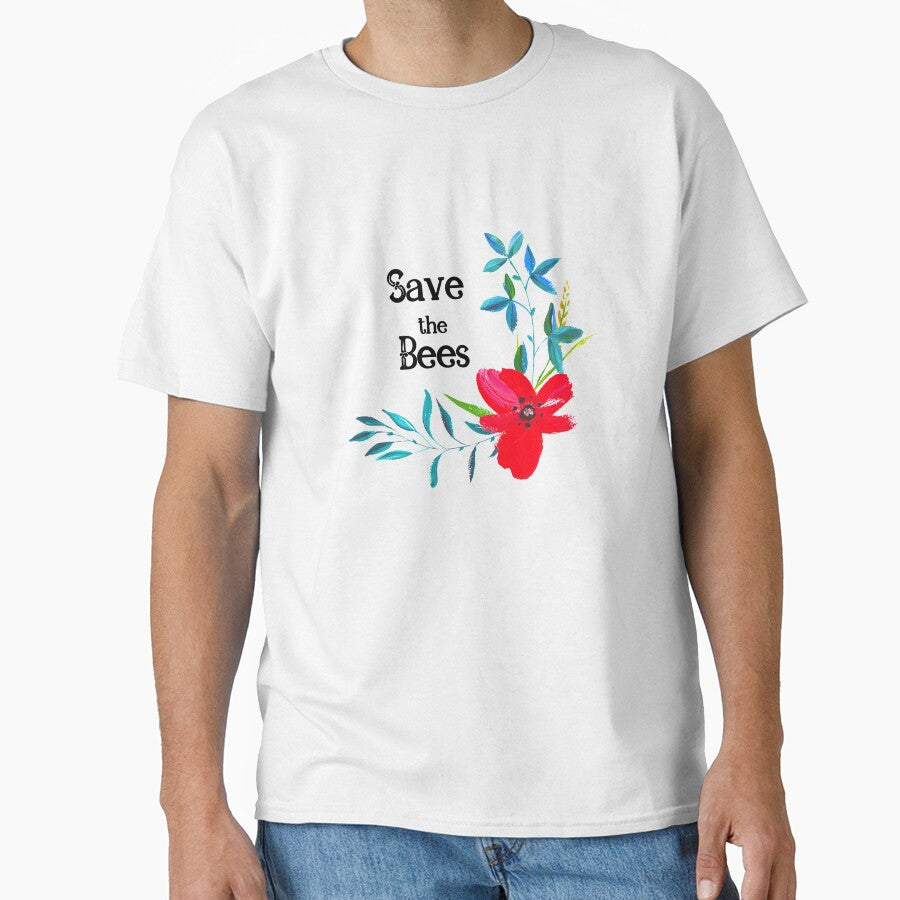 Save the Bees with watercolor flower by Amandalee Jones