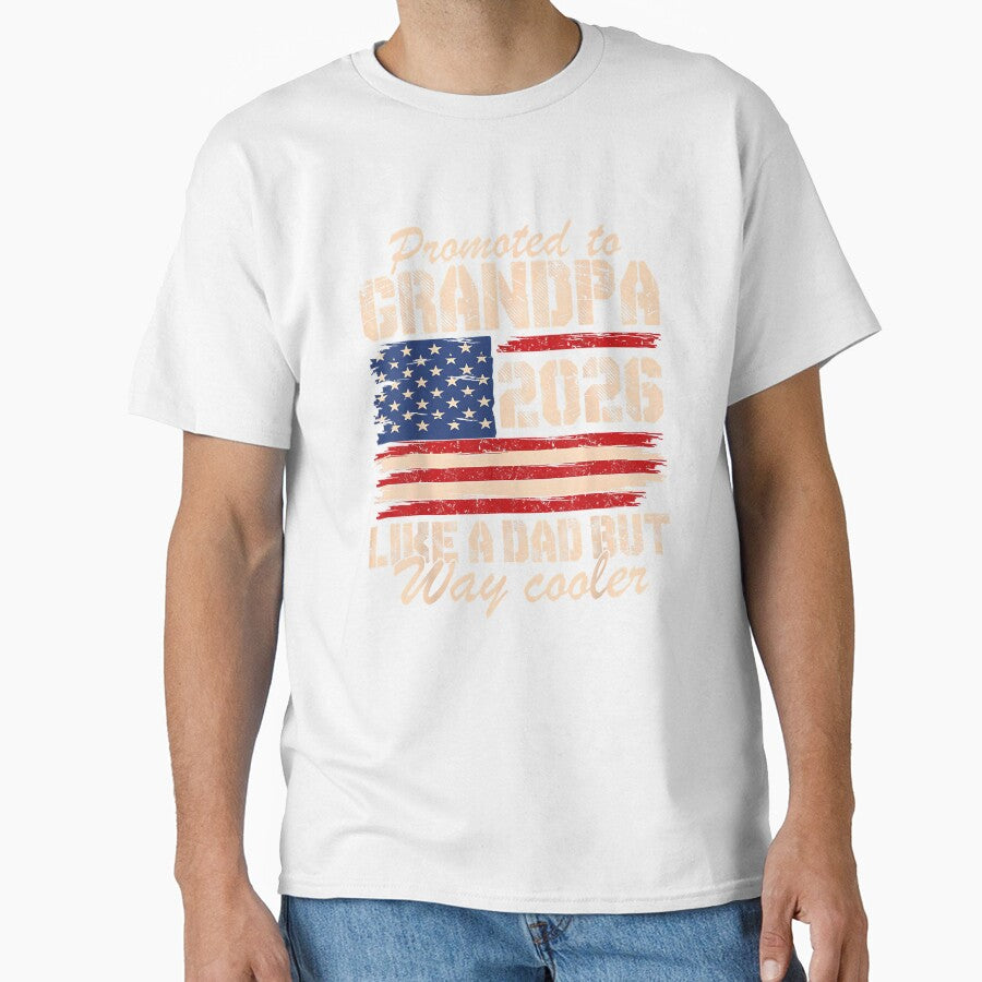 Promoted to Grandpa Est 2026 Soon to be New Grandad US Flag by Goleon12