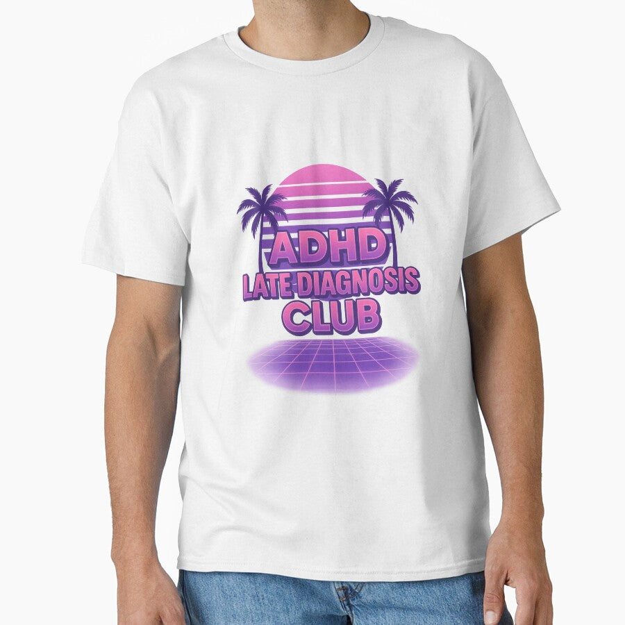 Vaporwave ADHD Late Diagnosis Club Retro Sunset by Trendy Sticker & Merch Collection - Express Yourself