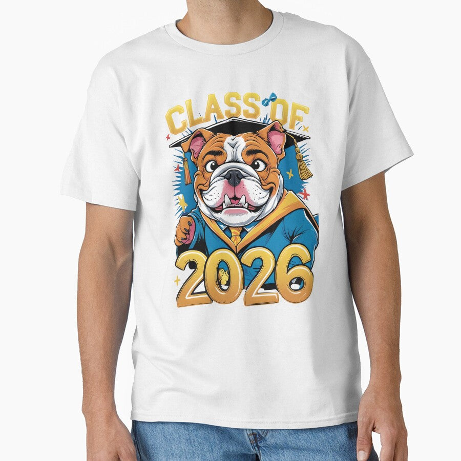 "Class of 2026" Bulldog Graduate - Humorous Pet Graduation by DarylWelsh2024