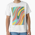 Wavy Loops Retro Abstract Pattern Lavender Green Yellow Orange Mint by kierkegaard