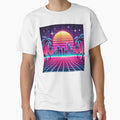 Neon Sunset Over Retro City – 80s Synthwave Aesthetic by Hegen79