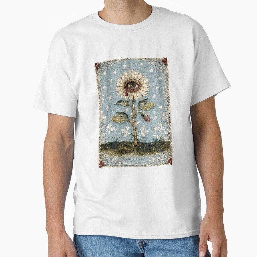 Dark Daisy Flower Head. Weirdcore, fake embroidery by AntiFormApparel