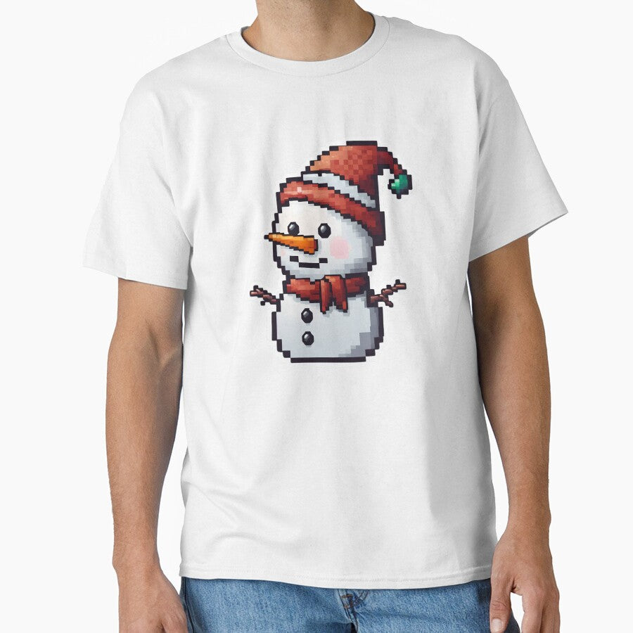 Cute Pixel Snowman Icon with Red Scarf by BankMano