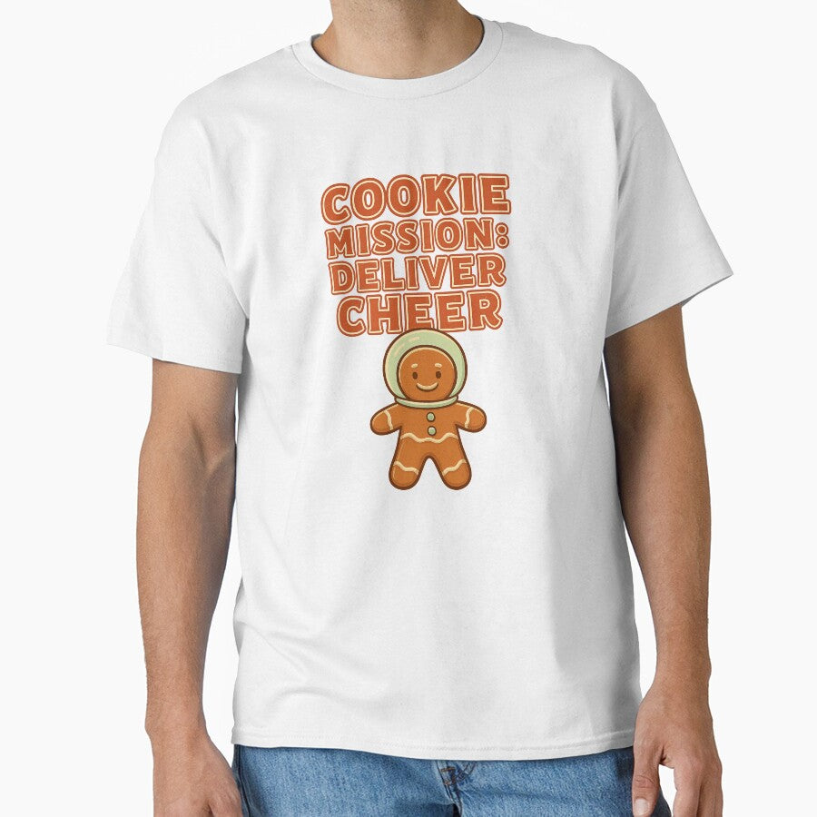 Funny Gingerbread Space Christmas T-Shirt & Sticker | Cookie Mission Deliver Cheer Holiday Gift by Jaded's Cute Clips