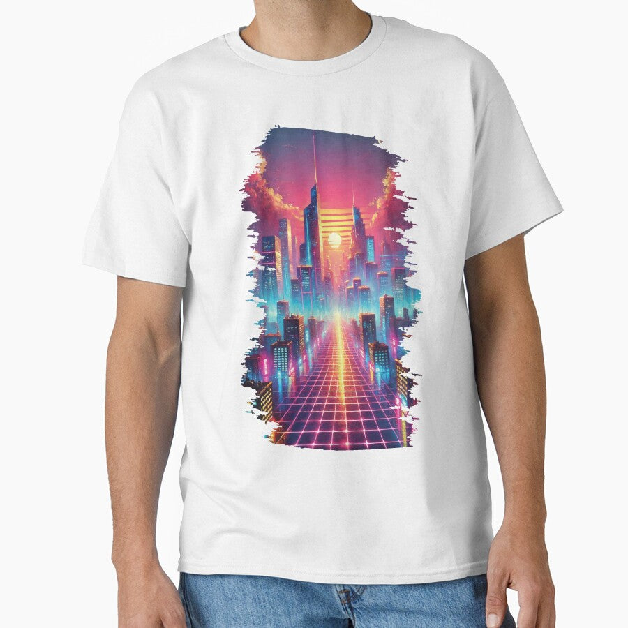 Neon Cyberpunk Cityscape – Retro Synthwave Art by jhharoon