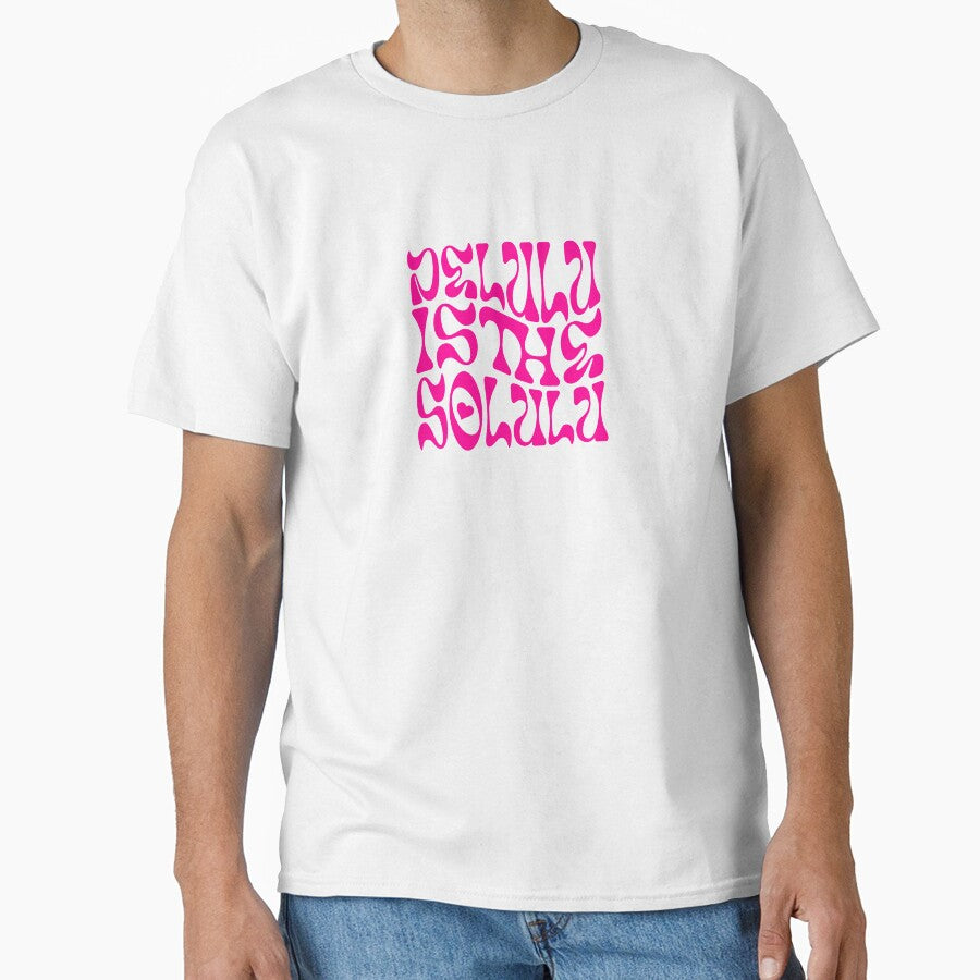 Delulu Is the Solulu Groovy Hot Pink Gen Z Aesthetic Funny TikTok Y2K Meme Quote by darkskydelights