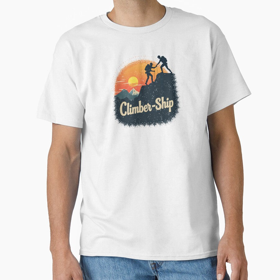 ClimberShip Teamwork Reaches New Heights at Sunset (Washed and Worn Look) by JumpJammiesTees