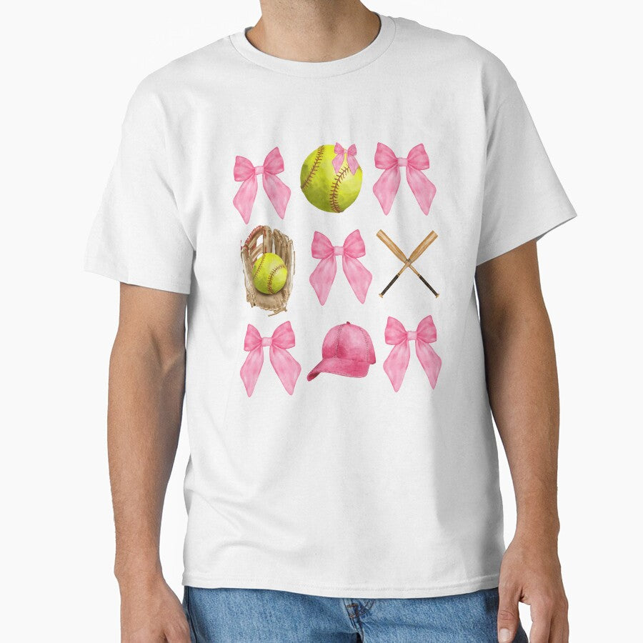 Softball Coquette Bow Pink Bow Minimalist Softball Mom Soft Girl Era Shower by XuanhieuBp