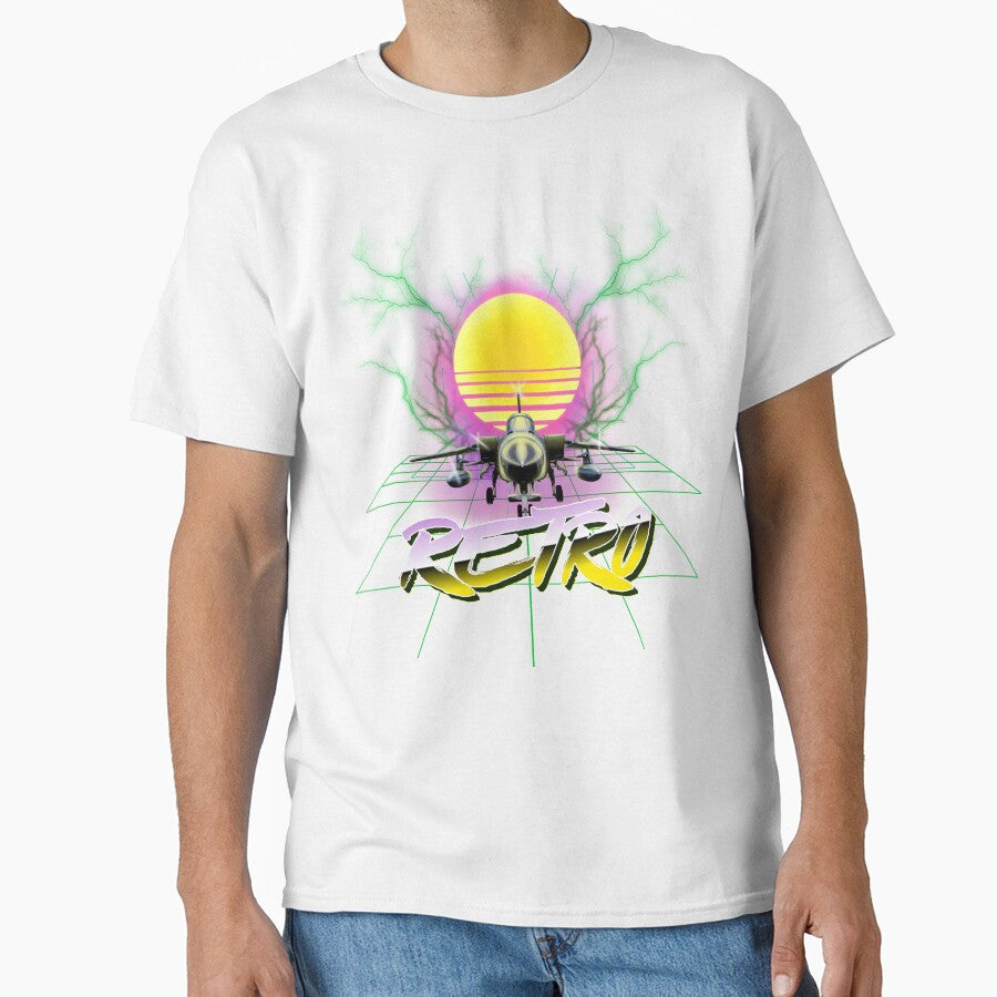 Retro Synthwave Jet - 80s Aesthetic T-Shirt Design by greenstar21