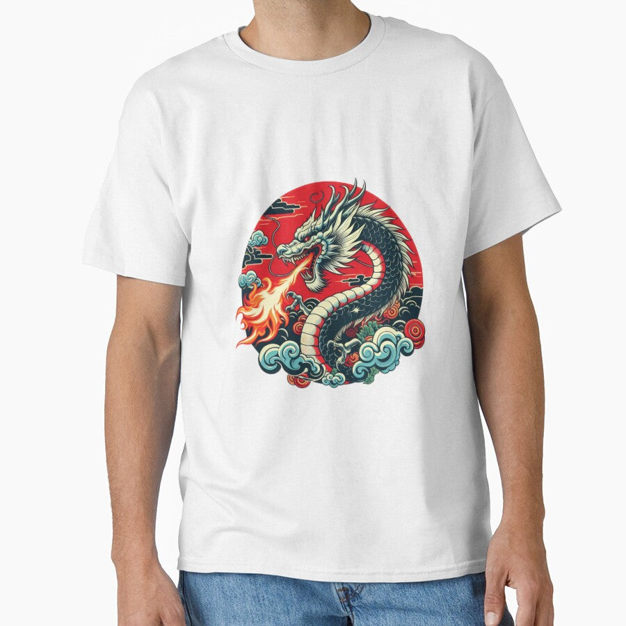 vintage Chinese Dragon Throws Fire by Expressions-Sel