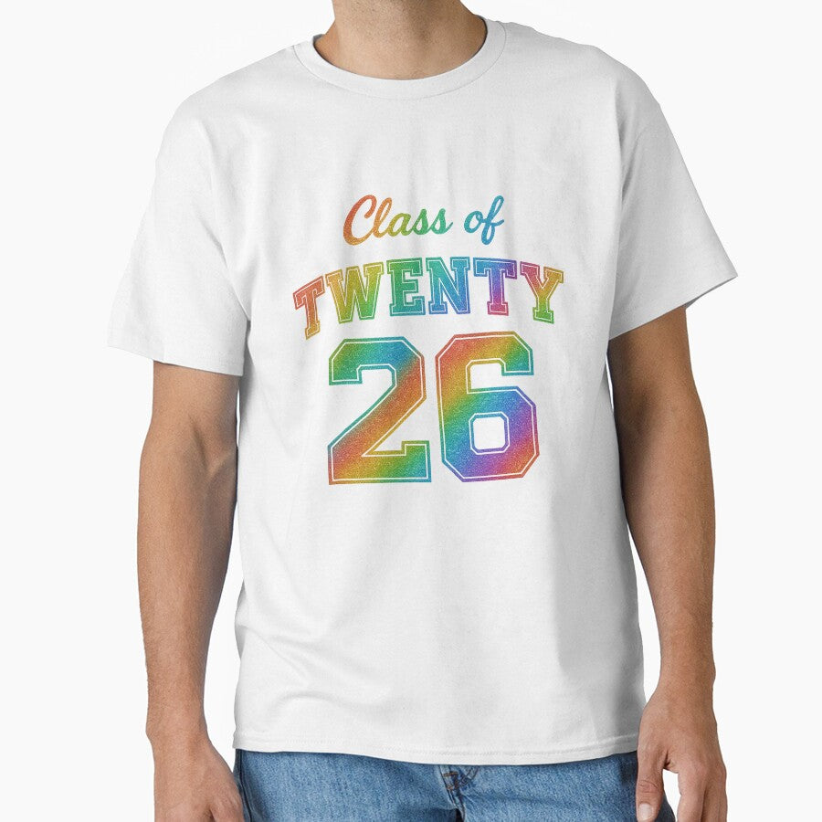 Class of 2026 Rainbow Glitter Graduation Design by PixelExpressStudio