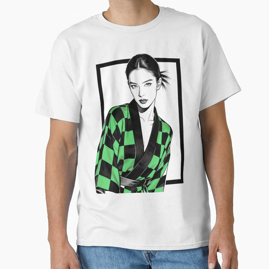 Checkered Haori Aesthetic Girl by Azerof